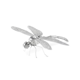 MetalEarth Insekten: LIBELLULE 10.8x9.11x2.97cm, Metall 3D Modell mit 1 Blatt, auf Karte 12x17cm, 14+