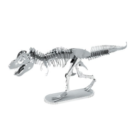 MetalEarth Dinosaurier: TYRANNOSAURE REX SKELETON, Metall 3D Modell mit 2 Blättern, auf Karte 12x17cm, 14+ Modellbau