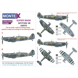 Supermarine Spitfire Mk.Vb 2 Baldachin Maske (außen und innen) + 3 Insignia-Masken (für Airfix-Kits) 