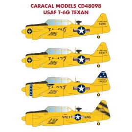 Decal USAF Nordamerikanisches T-6G TexanThis 1/48 Skalenblatt liefert genaue und vollständige Markierungen für vier Nachkriegs-G