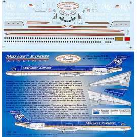 Decal MD-80 MIDWEST EXPRESS Fleet registrations 