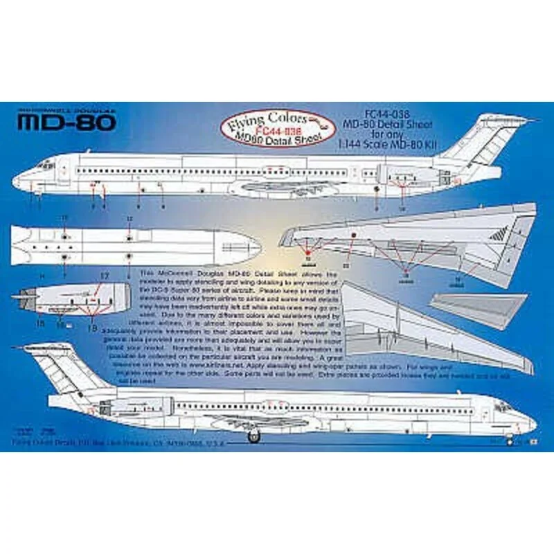 MD-80 Detail sheet. Inc windows doors inspar panels etc (für Minicraft and Revell kits)