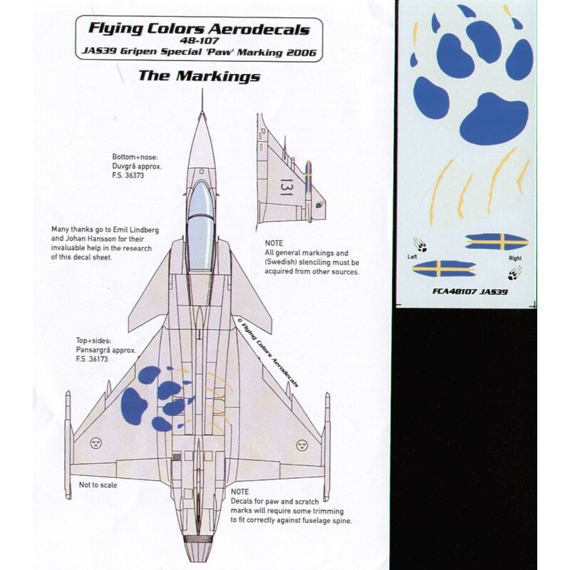 Saab JAS-39 Grippen 39131 Special Cats Paw Print zap at Air Show August 2006