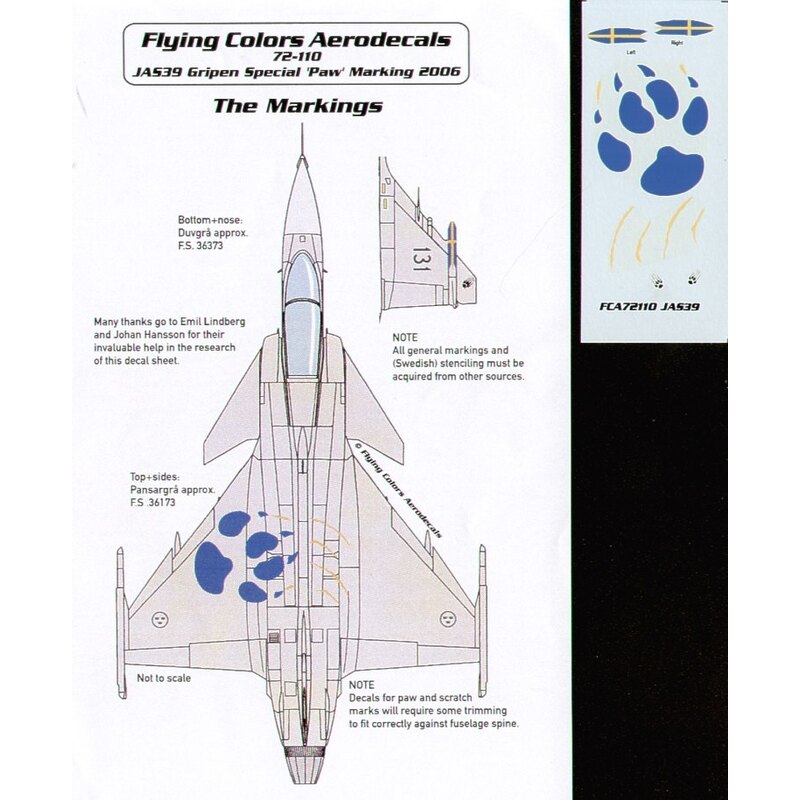 Saab JAS-39 Grippen 39131 Special Cats Paw Print zap at Air Show August 2006