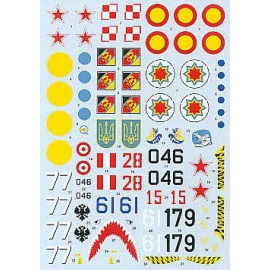 Decal Mikoyan MiG-29UB (7) Red 28 1st Fighter Regt Polish Air Force 1997 Blue 61 3rd Fighter SQn Ukraine Air Force 1995 White 61
