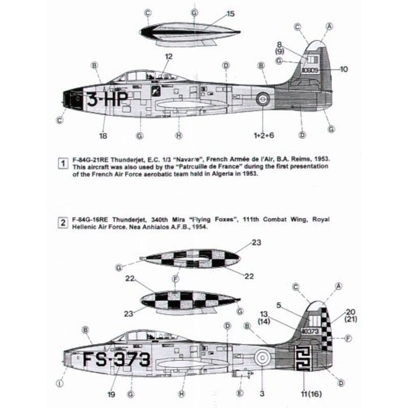 Republic F-84G Thunderjet (2) 1108909 3-HP EC 1:3 Navarre French Air Force Rheims 1953 ex USAF and used by Patrouille de France 