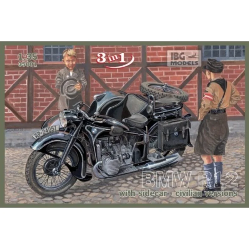 BMW R12 mit Seitenwagen - Zivilversion (3 in 1)