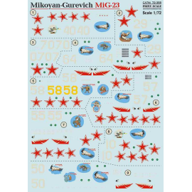 Decal Mikoyan-Gurevich MiG-23 1. MiG-23 MLD Nr. 40, 1. Geschwader 120 IAP, die Periode der Basis in Afghanistan, 1988.2.MiG-23 M