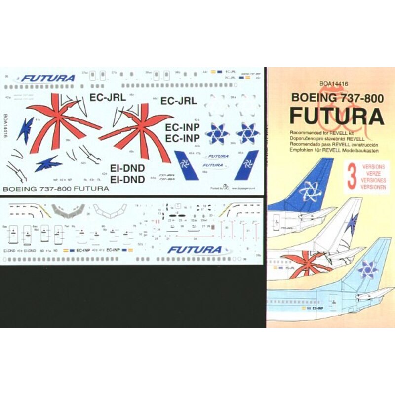 Boeing 737-800 FUTURA Air Lines 3 versions. EI-DND white fuselage blue fin EC-INP Blue fuselage and fin EC-JRL White fuselage wi