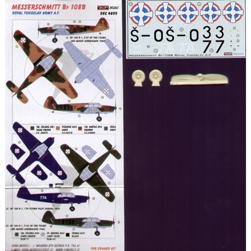 Messerschmitt Bf 108B (Royal Yugoslav Army A.F) with wheels and propeller (für Eduard kits)