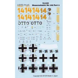 Decal Messerschmitt Bf 109F-4 Tropical. H.J.Marseille special. Includes decals for his Kubelwagen 'Otto' and 4 'Yellow 14' aircr