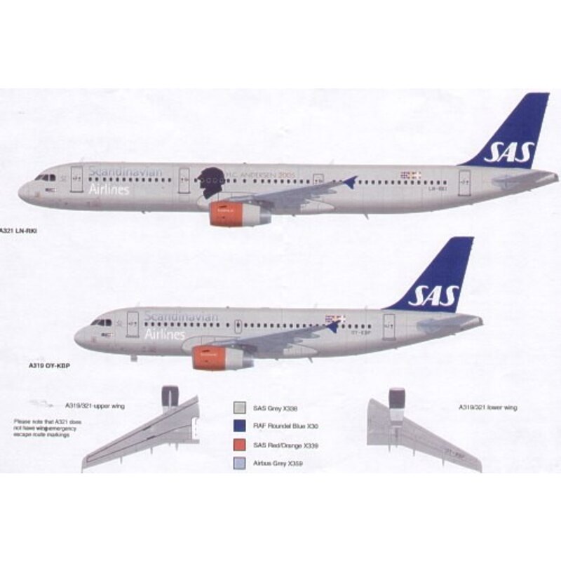 Airbus A319 and A320. SAS SCANDINAVIAN AIRLINES. Registrations and Names for allemand fleet