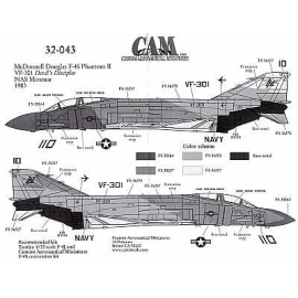 Decal F-4S 155749 AA/110 VF-301 Ferris camouflage schemes 1983 