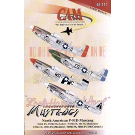 Decal North American P-51D Mustangs (4) Bubble 44-63259 WR-Q 354FS/355FG D.V.Galer Cherraine 44-13779 WD-C 335FS/4FG Col. Don B
