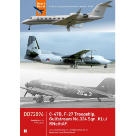 Decal C-47B, Fokker F-27 Truppentransporter, Gulfstrem Nr. 334 Sen KLU/RNethAF 