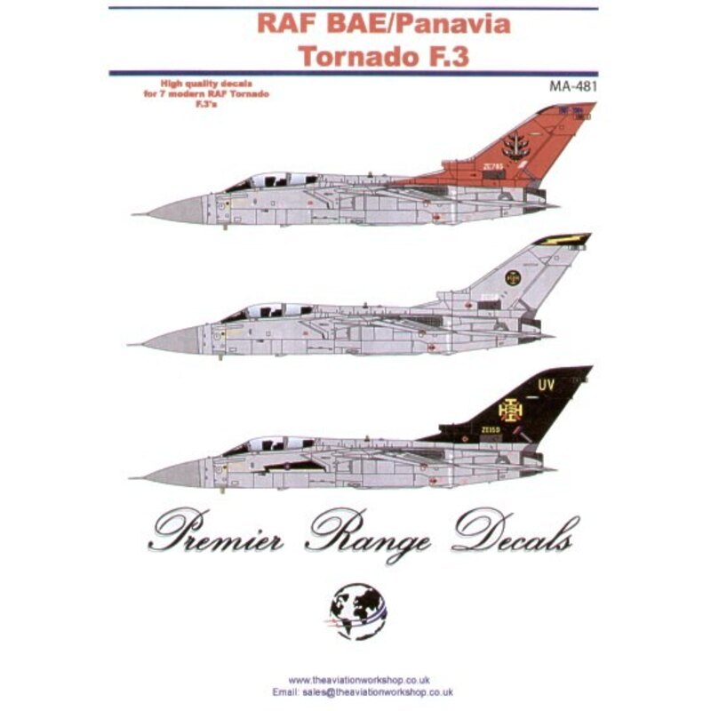 Panavia Tornado F.3 (7) ZE159/UV 111 Sqn 2002 Black fin ZH555 5 Sqn 2002 ZE785 OEU 2004 Red fin 1997-2004 ZE294/DD 11 Sqn 2004 Z