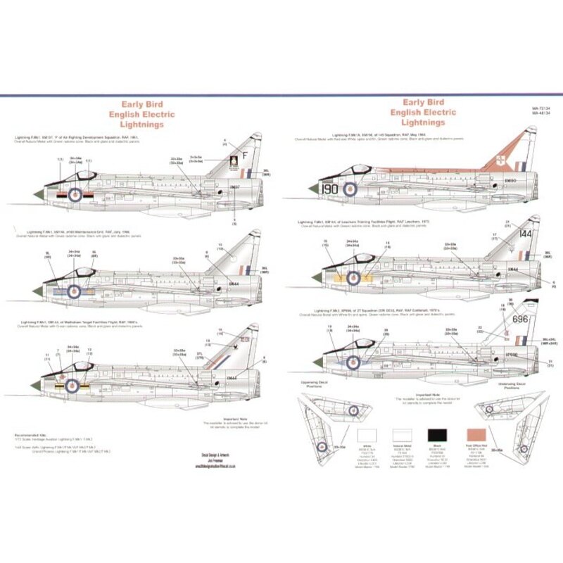 Early BAC/EE Lightnings (6) F Mk.1 XM137/F Air Fighting Development Sqn 1961 XM144 60 Maintenance Unit 1966 XM144 Wattisham Targ