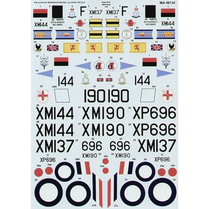 Early BAC/EE Lightnings (6) F Mk.1 XM137/F Air Fighting Development Sqn 1961 XM144 60 Maintenance Unit 1966 XM144 Wattisham Targ