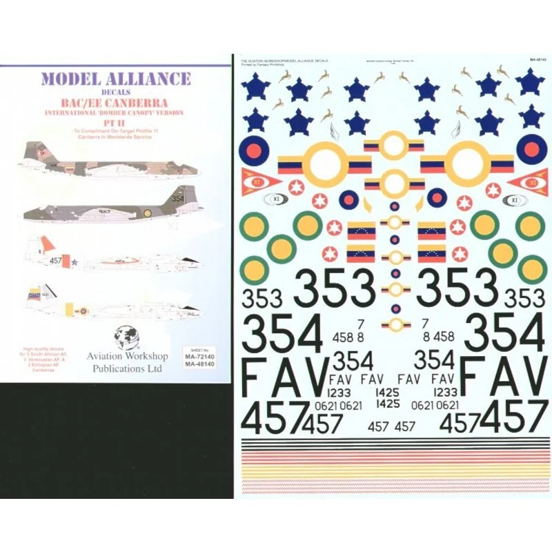 BAC/EE Canberra Part II International Bomber Canopy Version (8) B.52 353 & 354 Imperial Ethiopian Air Force T.4 457 12 Sqn HS Si