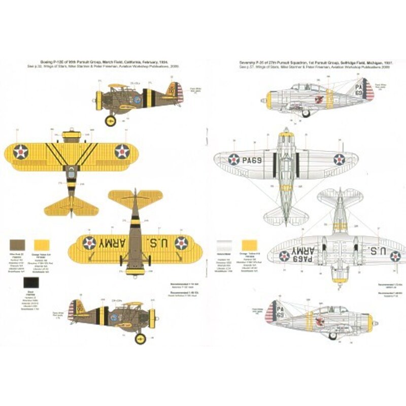 Wings Of Stars Pt 2 (6) Nieuport 28 6507 213th Aero Sqn Florida 1919 Curtiss P-6E Hawk 22 33rd PS Virginia Beach 1934 Boeing P-1