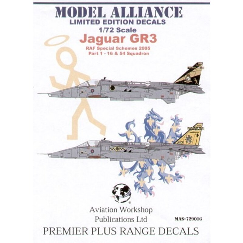 Sepecat Jaguar GR.3 Special schemes Part 1. (2) XX117 PA 16 Sqn 90th Anniversary 2005 black tail with gold markings XZ112 GA 54(