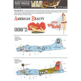 Decal Boeing B-17G Flying Fortress (2) 298008 2S-G/W 'American Beauty' 834th BS 486th BG; 297880 DF-F/A 'Little Miss Mischief' 3