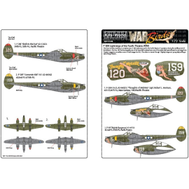 Decal Lockheed P-38 Lightnings - Early War.P-38H 'Thoughts of Midnight' 42-66825 Pacific Theatre.P-38F 'Slightly Dangerous' 42-6