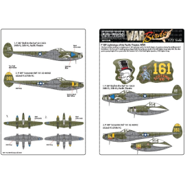Decal Lockheed P-38 Lightnings - Early War.P-38F 'Skull-in-the-hat' 42-12623 39. FS, 35. FG, Pacific Theatre.P-38F 'Screamin Kid