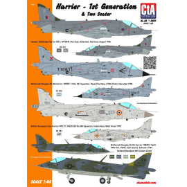 Decal BAe Harrier – 1. Generation & Zweisitzer (Großbritannien, Thailand, Indien, USA, Spanien – 6 Markierungen) GR.3; AV-8A x 2