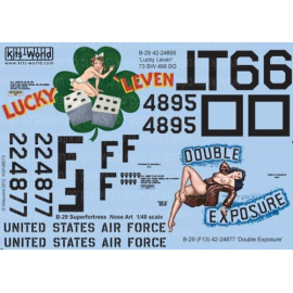 Decal Boeing B-29A Superfortress (2) 42-24895 TO6 Lucky Leven 73BW /498BG; F-13A 42-24877 Doppelbelichtung 3. PRS Guam 1945. 