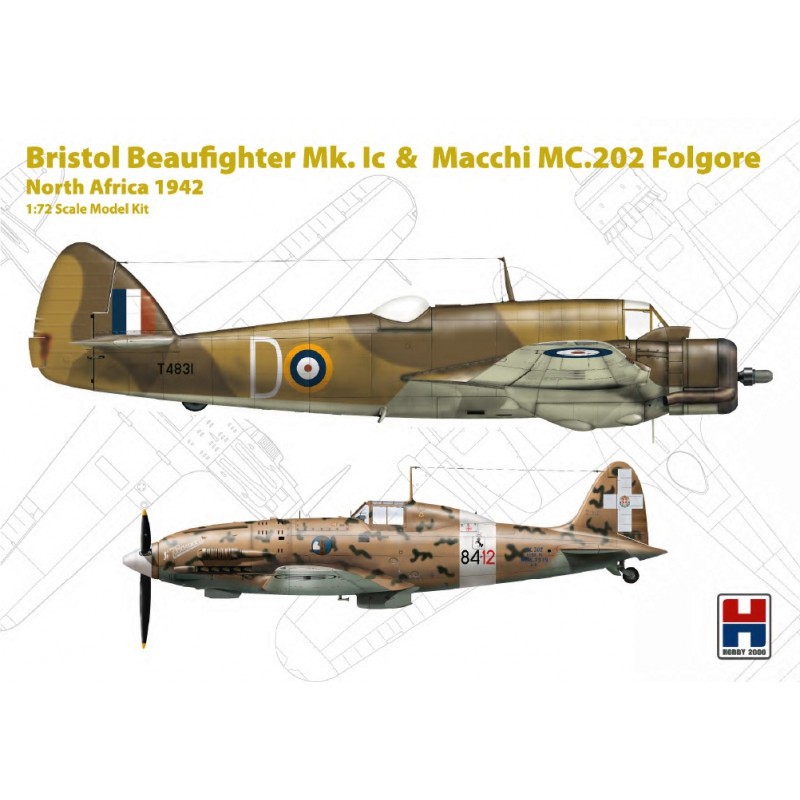 Wiederveröffentlicht! Bristol Beaufighter Mk.IC und Macchi C.202 ex-Hasegawa + Cartograf-Abziehbilder + Masken Modellbausatz