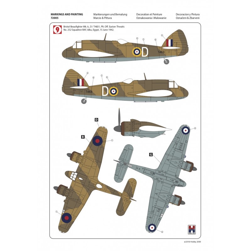 Wiederveröffentlicht! Bristol Beaufighter Mk.IC und Macchi C.202 ex-Hasegawa + Cartograf-Abziehbilder + Masken Flugzeugmodell