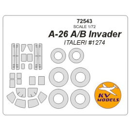 Douglas A-26 A/B Invader + Wheels-Masken (zur Verwendung mit Italeri IT1274-Kits) 