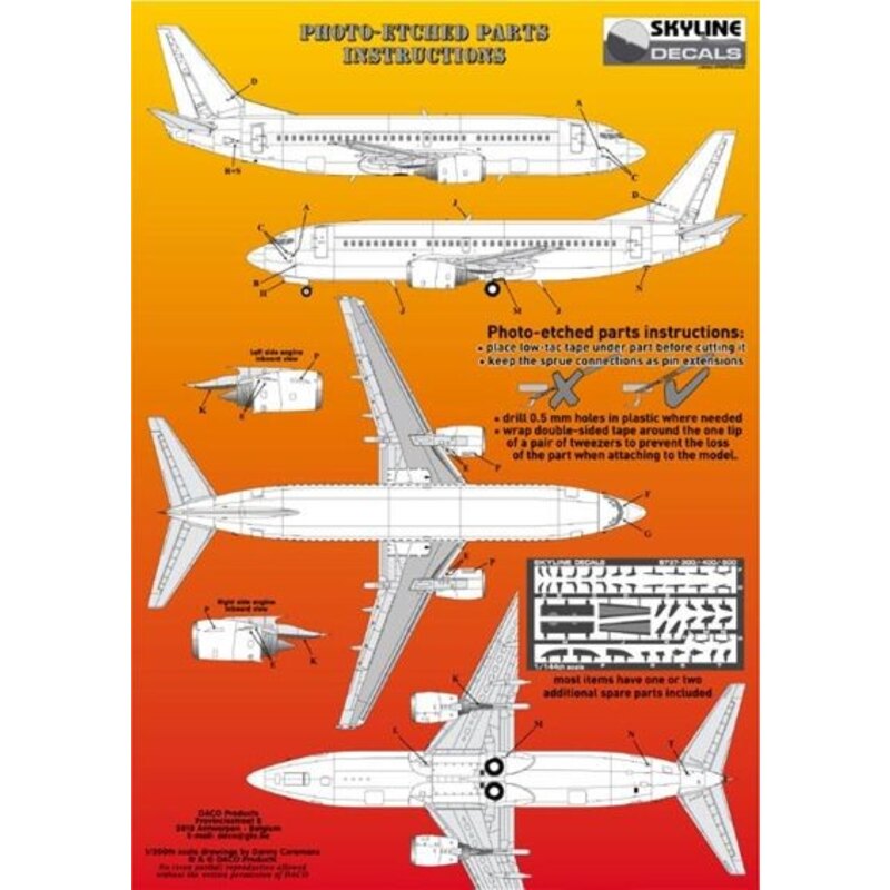 Boeing 737-300/Boeing 737-400/Boeing 737-500 Fotogeätzte Details x 2 Sätze