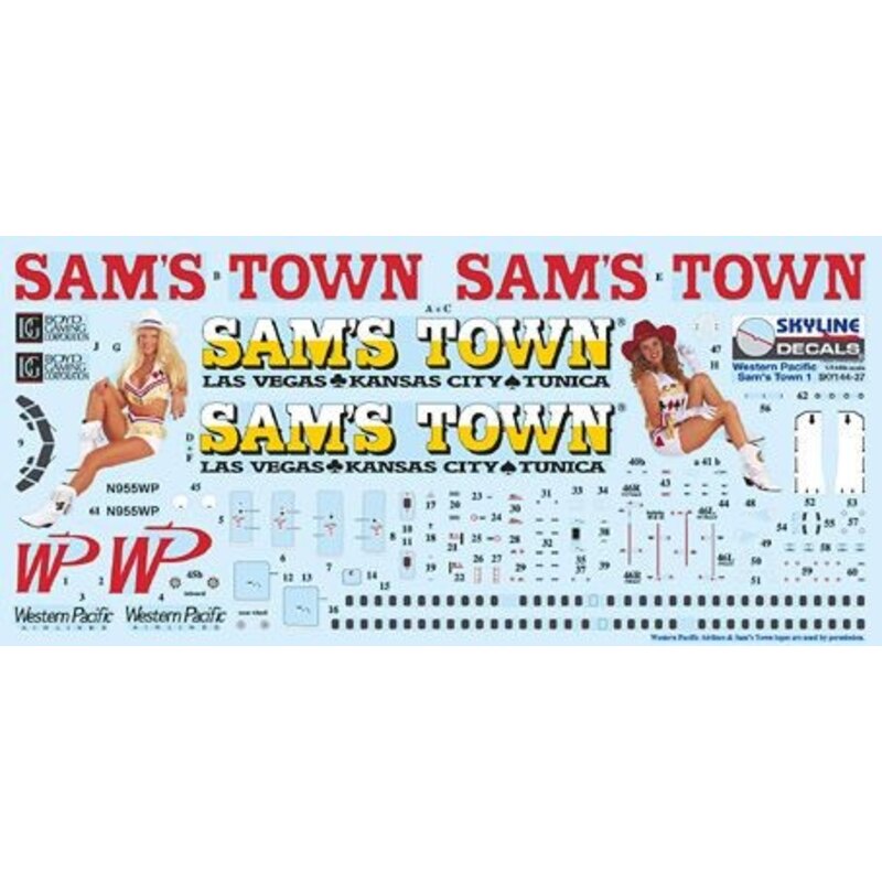 Boeing 737-300 WP Western Pacific N955WP Sam‚Äôs Town 1 includes photo etch parts. Designed to fit Skyline kit SKY4403A.