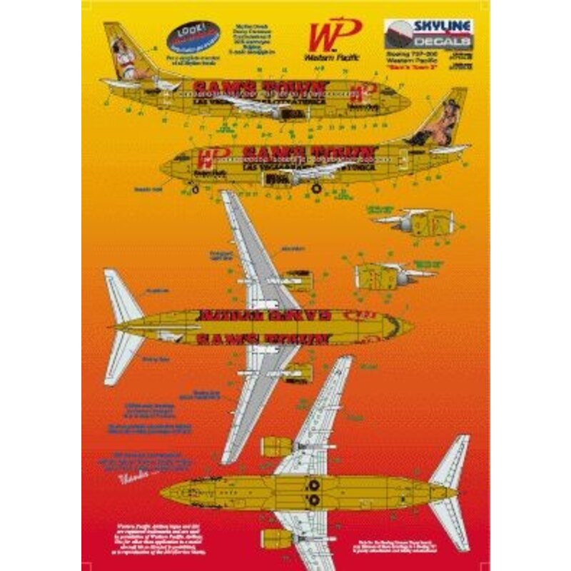 Boeing 737-300 WP Western Pacific N956WP Sam‚Äôs Town 2 includes photo etch parts. Designed to fit Skyline kit SKY4403A.t