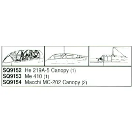 Macchi C.202 canopy x 2 (designed to be used with Hasegawa kits)