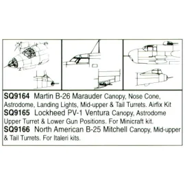 Martin B-26 Marauder Nose Cone/canopy/Turrets/Astrodome (designed to be used with Airfix kits)