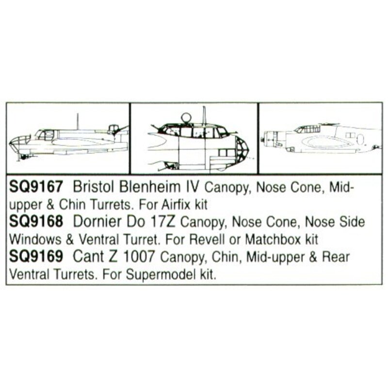 Dornier Do 17Z canopy/Nose Cone/Turret/Side Windows (designed to be used with Matchbox and Revell kits)