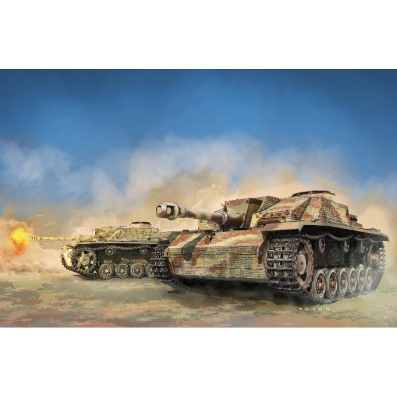 Wiederveröffentlicht! 2 in 1 Sturmgeschütz III Ausf.G Sturmhaubitze 42. Gegossen mit Waffelzimmerit! Militär Modellbau