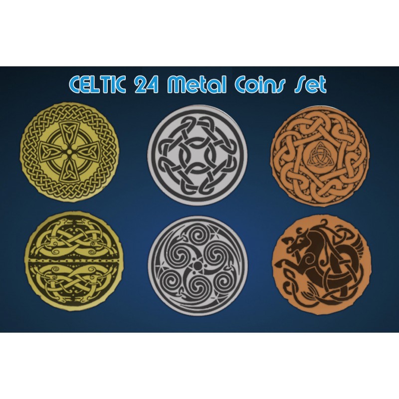 CELTIC METAL COINS SET (24) 