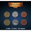 STEAMPUNK METAL COINS SET (24) Münzen