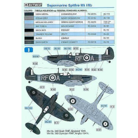 Decal Supermarine Spitfire Mk.I/Supermarine Spitfire Mk.IIb (3) RF-A 303 Sqn 1941 R6908 qJ-F 92 East India Sqn1940 P8342 UZ-N 3