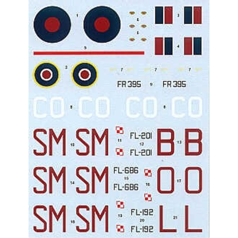 North American B-25C Mitchell III (4) FL201 SM-B FL192 SM-l FL686 SM-O allemand 305 Sqn 1943 FR395 CO-CO 1 Sqn 111OTU. allemand 