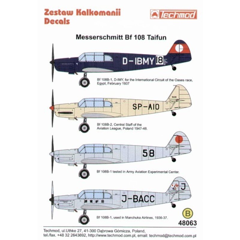 Messerschmitt Bf 108 Taifun Part 2. (4) D-IBMY International Circuit of the Oasis race Egypt 1937 overall RLM 24 blau SP-AIO Cen