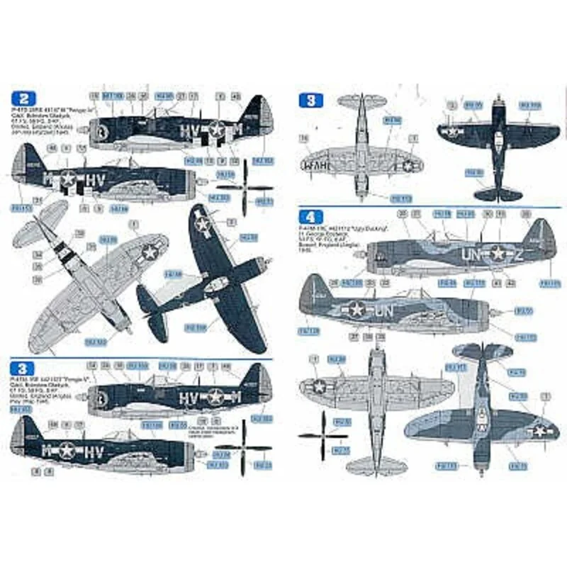 Republic P-47M Thunderbolt Bubble (4) 56 Gp Boxted 1945. 421150 UN-M Dottie Dee II 418718 HV-M Pengie IV 421127 HV-M Pengie 