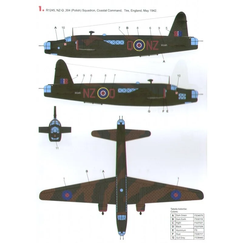 Vickers Wellington Mk.Ic (4) R1245 NZ-Q 304(Polish) Sqn T2508 LF-O 37 Sqn Egypt R1006 GR-H and W5690 GR-W both 301(Polish) Sqn S