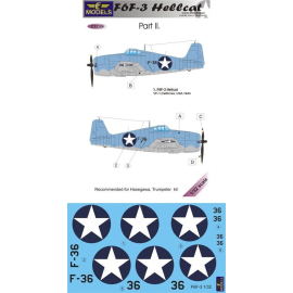 Decal Grumman F6F-3 Hellcat part II. F-36, VF-1, California 1943 