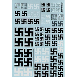 Decal Luftwaffe Swastikas. Various styles including solid and outline. Aircraft sizes 300mm 430mm 540mm 650mm Also includes 1:24
