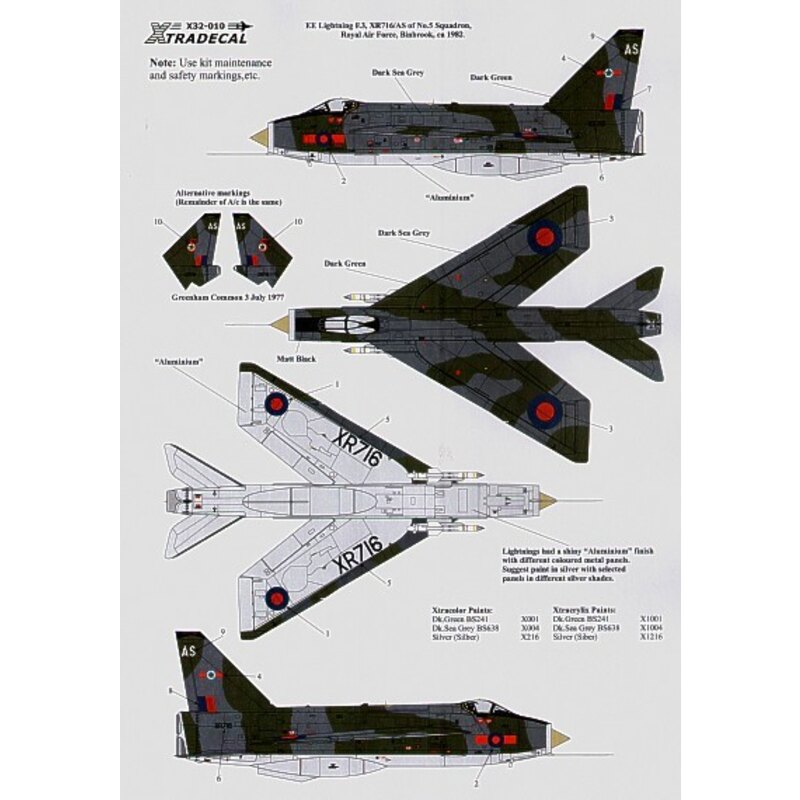 BAC/EE Lightning F.3 XR716/AS 5 Sqn RAF Binbrook 1982 Green/Grey camouflage